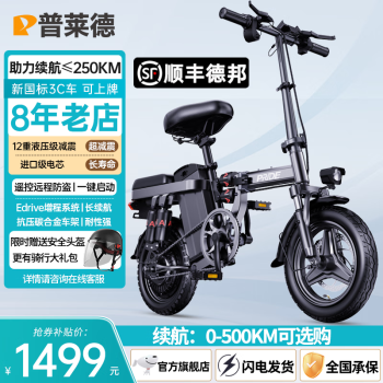 普莱德 GE4-7 电动自行车 48V20Ah锂电池 银黑色