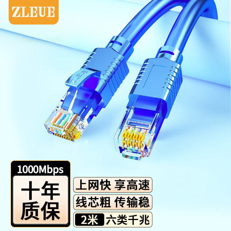 值计ZLEUE 值计 六类网线 CAT6类千兆极速8芯双绞 工程家用电脑宽带监控电脑网络跳线成品网线 蓝色2米ZL-6020BL 0.51元