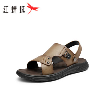 红蜻蜓 沙滩鞋男2024夏季户外休闲防滑中老年凉鞋 WTT24116黄棕色38