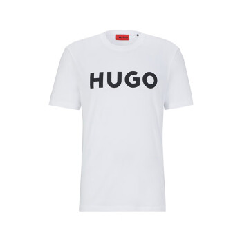 HUGO BOSS 男士圆领LOGO短袖T恤50467556120 白色黑标 XL