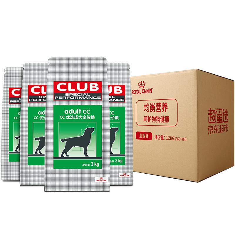 ROYAL CANIN 皇家 狗粮 成犬狗粮 犬粮 通用犬型 CC 通用粮 12月以上 3KG*4 券后275.8元