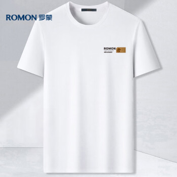 ROMON 罗蒙 T恤男士夏季商务休闲运动户外打底衫体恤短袖男装LP029 白色 2XL
