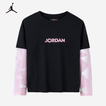 Jordan 耐克童装男女童JORDAN长袖T恤春秋儿童 正黑色 140