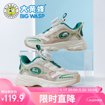 BIG WASP 大黄蜂 童鞋男童鞋子网面透气女孩儿童运动鞋 D112421029米绿38