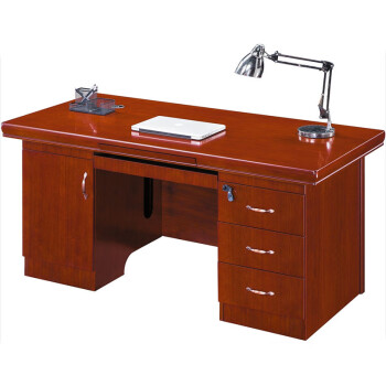 FULUDA 富路达 办公桌电脑桌办公室职员桌油漆贴木皮写字台红胡桃色P0414款1.4米