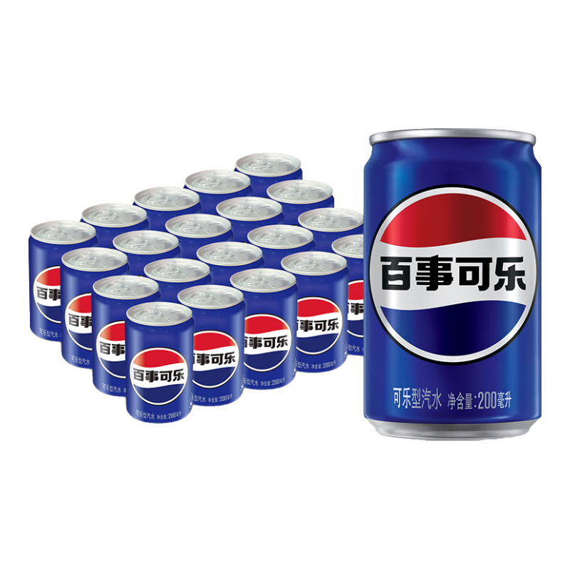 PLUS会员：pepsi 百事 可乐 Pepsi 可乐 迷你罐200mlx20听（新老包装随机发货） 56.34元（合28.17元/件）