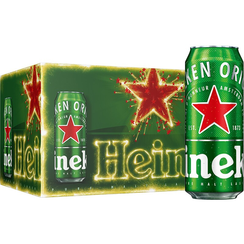 Heineken 喜力 啤酒 经典罐装 500mL 12罐 整箱装 券后68.56元