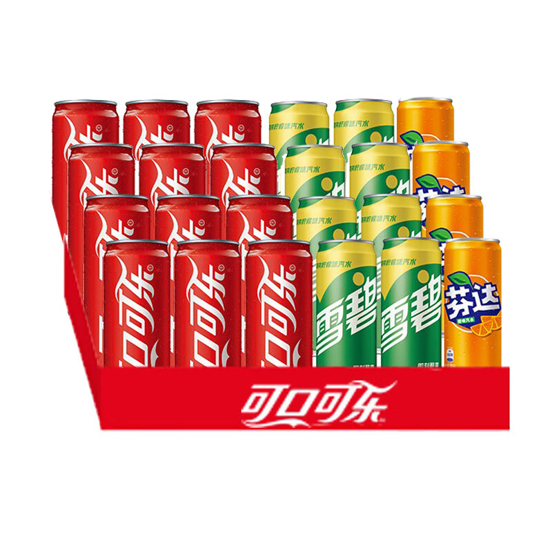 Plus会员:可口可乐 Coca-Cola 可乐*12+雪碧*8+芬达*4 有糖汽水 碳酸饮料 330ml*24瓶*2件 65.12元（合32.56元/件）