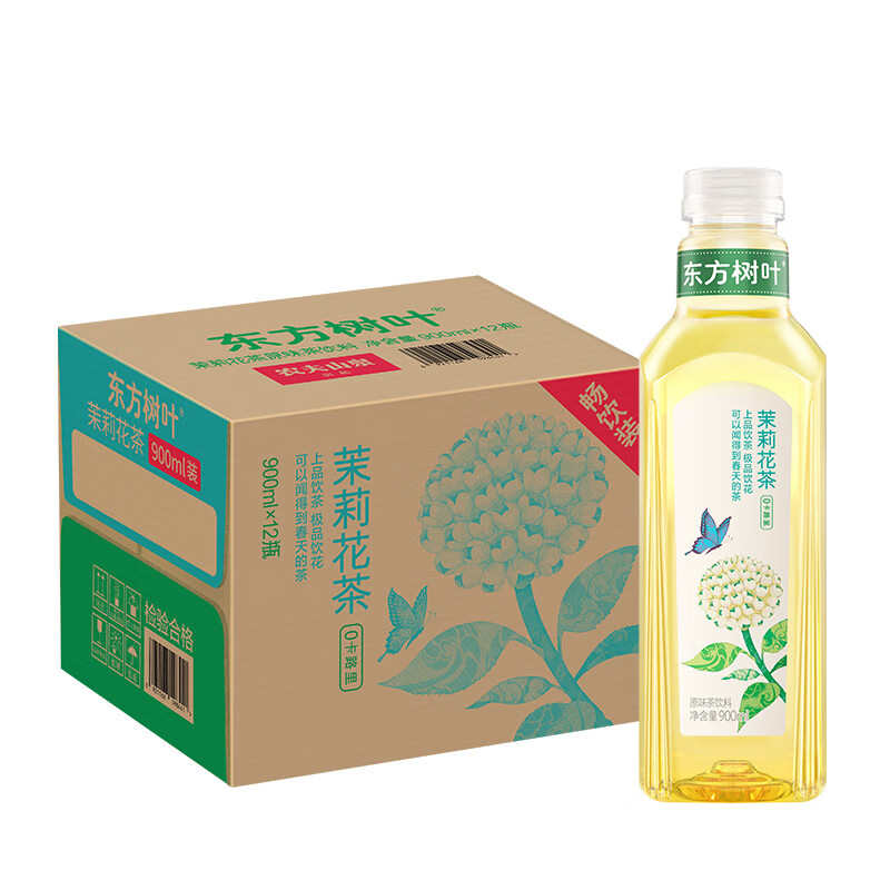 农夫山泉 东方树叶茉莉花茶900ml*12瓶0糖0脂0卡无糖茶饮料 券后66.28元