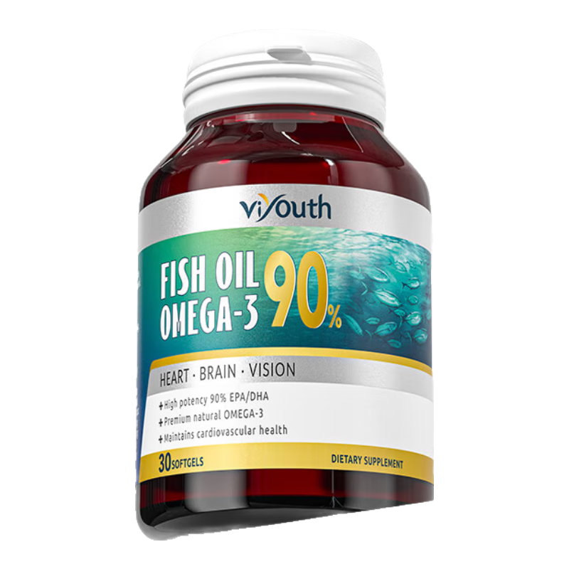 百亿补贴、PLUS会员：Viyouth美国原装进口深海鱼油软胶囊高纯度omega-3含EPA成人中老年人鱼肝油 90﹪高浓度鱼油 30粒/瓶 34.96元包邮