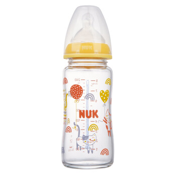 NUK 宽口径感温玻璃奶瓶新生儿奶瓶0-6个月硅胶奶嘴240ML