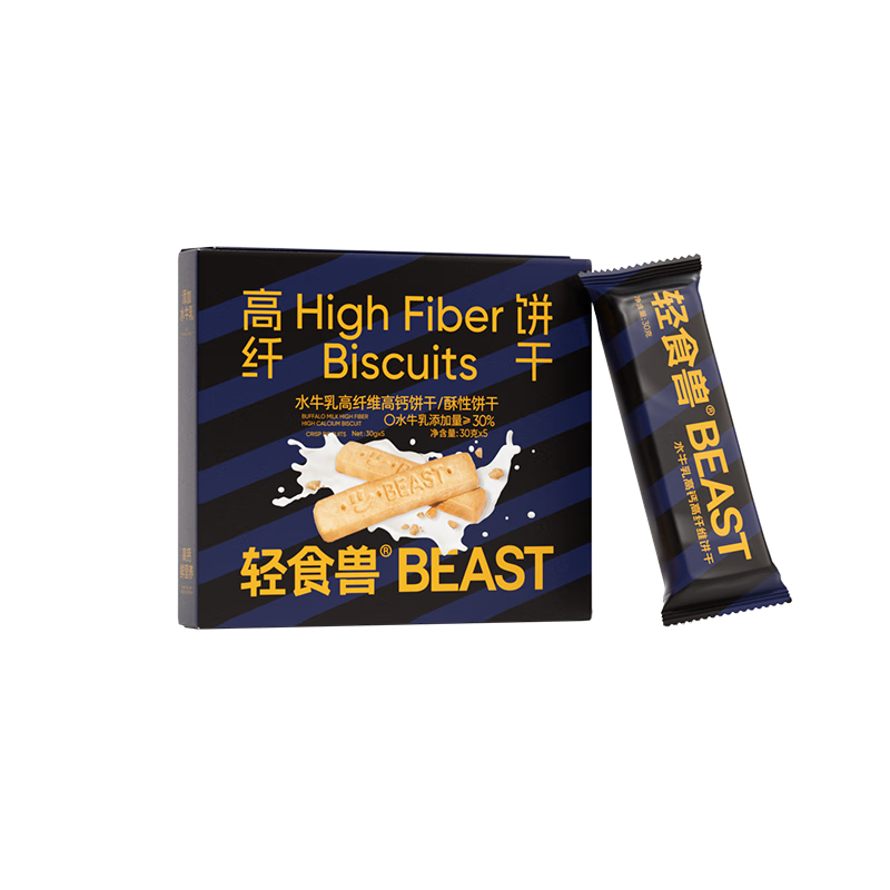 plus会员:轻食兽 水牛乳高钙高纤饼干 150g 12.87元