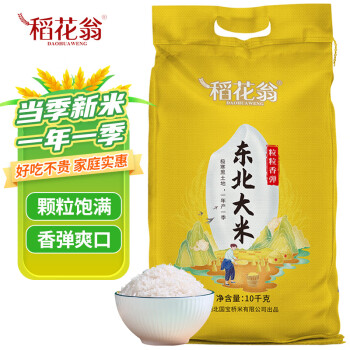 DAO HUA WENG 稻花翁 东北大米10kg 珍珠米20斤 圆粒米一年一季 煮粥软糯香甜