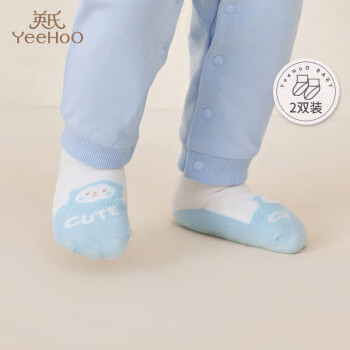 YeeHoO 英氏 婴儿袜子男女宝宝四季袜儿童袜子可爱透气2双装9.5CM