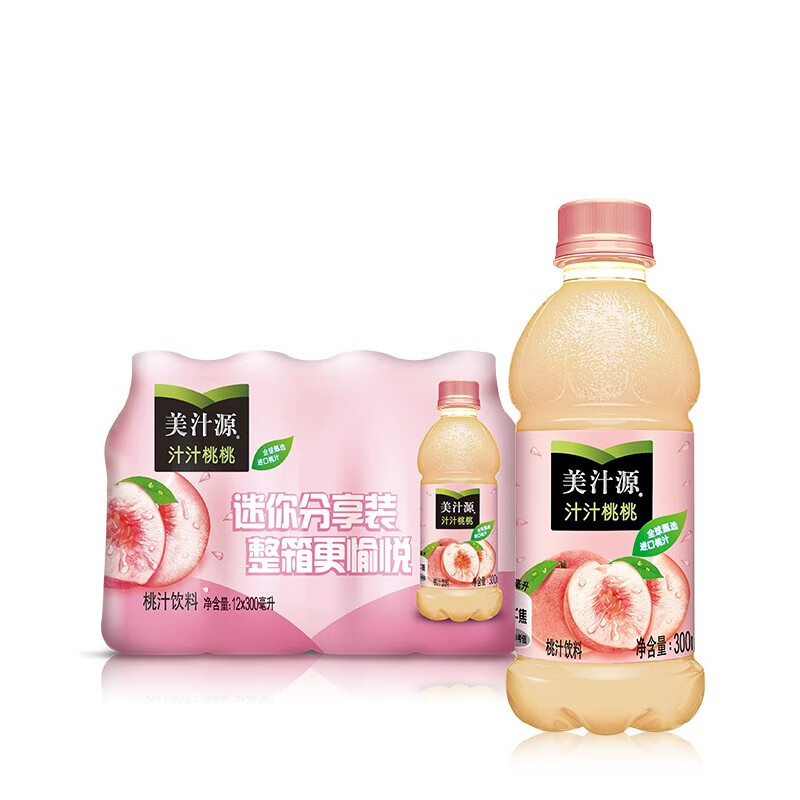 Fanta 芬达 可口可乐（Coca-Cola）美汁源果味果汁饮料可口可乐出品 汁汁桃桃300ml*12瓶 25.5元