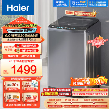Haier 海尔 EB100B26Mate3 变频波轮洗衣机 10kg 银色