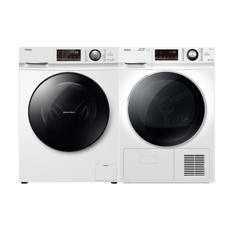 618预售、PLUS会员：Haier 海尔 EG100B129W+EHG100129W 热泵式洗烘套装 白色 3740.81元包邮