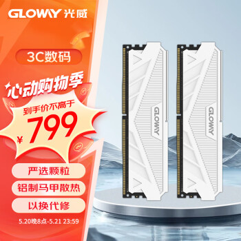 GLOWAY 光威 GW 光威 天策 DDR4 3200MHz 台式机内存 马甲条 皓月白 64GB 32GBx2