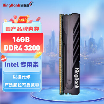 KINGBANK 金百达 黑爵系列 DDR4 3200MHz 台式机内存 马甲条 黑色 16GB