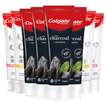 Colgate 高露洁 竹炭美白牙膏4支+酵素美白牙膏桂花味120gx2+酵素牙膏白桃味x2支