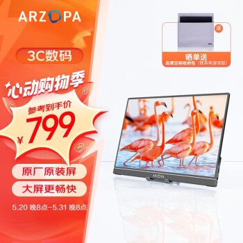 ARZOPA 艾卓帕 17.3英寸便携式IPS显示器（1080P、60Hz、100%sRGB）