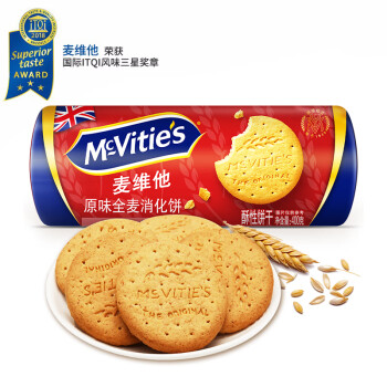 McVitie's 麦维他 原味全麦消化饼400克休闲零食 进口零食粗粮饼干