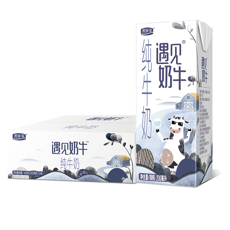 京东会员：君乐宝（JUNLEBAO）遇见奶牛 营养品质纯牛奶200mL*24 *2件 64.32元（合32.16元/件）