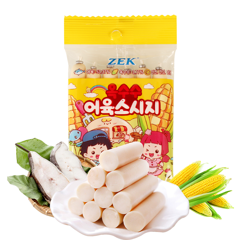PLUS会员，需首购:Zek韩国进口 深海玉米鳕鱼肠90g*3件 9.29元包邮（合3.1元/件）