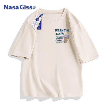 NASA GISS 官方潮牌联名T恤男潮流简约青少年纯棉休闲风短袖上衣 米杏 S