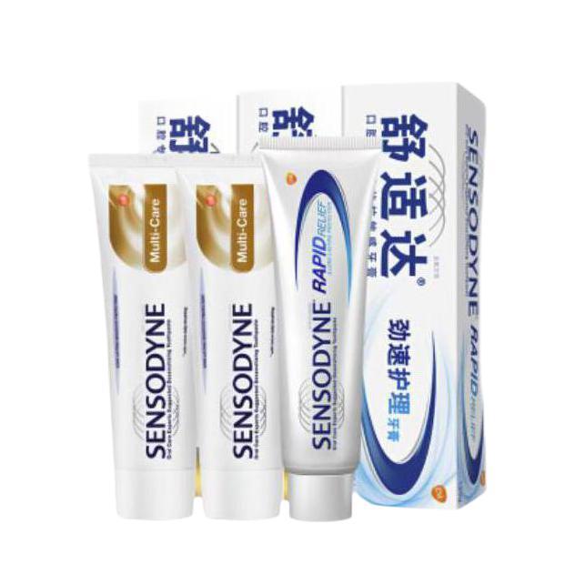 SENSODYNE 舒适达 多效护理 快速缓解牙敏感 牙膏套装 3支装320g（100g×2+120g×1） 82.9元