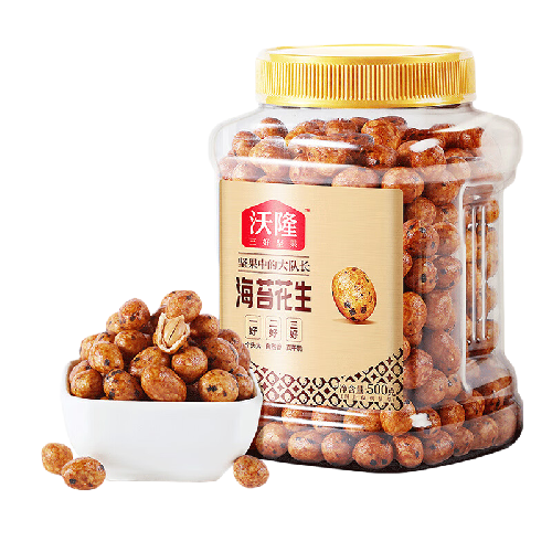 消灭小红包：wolong 沃隆 海苔花生 500g 19.3元包邮（双重优惠）