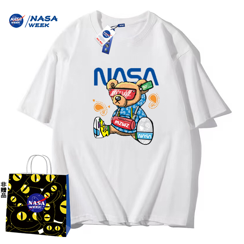 NASA GAME官網(wǎng)聯(lián)名款新品2024純棉短袖t恤男女潮牌上衣情侶裝BW