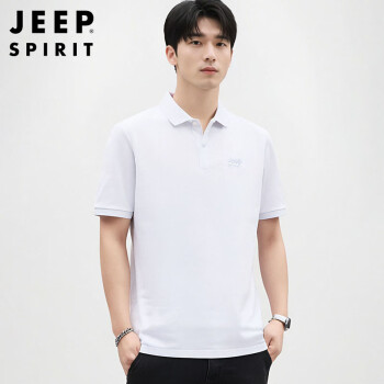 JEEP SPIRIT Jeep 吉普 短袖男士T恤夏季Polo商务休闲衫潮流百搭衣服男装  白色 2XL