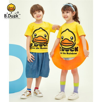 B.Duck 小黄鸭童装男童T恤儿童短袖夏季新款女宝宝卡通半袖潮 黄色（BF2201922A） 120cm ￥30