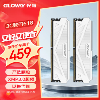 GLOWAY 光威 天策系列 DDR5 4800MHz 台式机内存 马甲条 皓月白 32GB 16GBx2