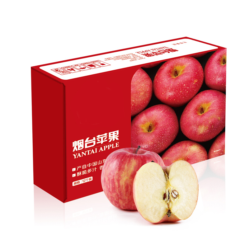 Mr.Seafood 京鲜生 烟台红富士苹果12个 净重2.1kg单果160-190g 水果礼盒 28.7元