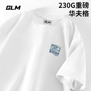 GLM 华夫格短袖男夏季宽松重磅半袖男生宽松圆领衣服男士t恤