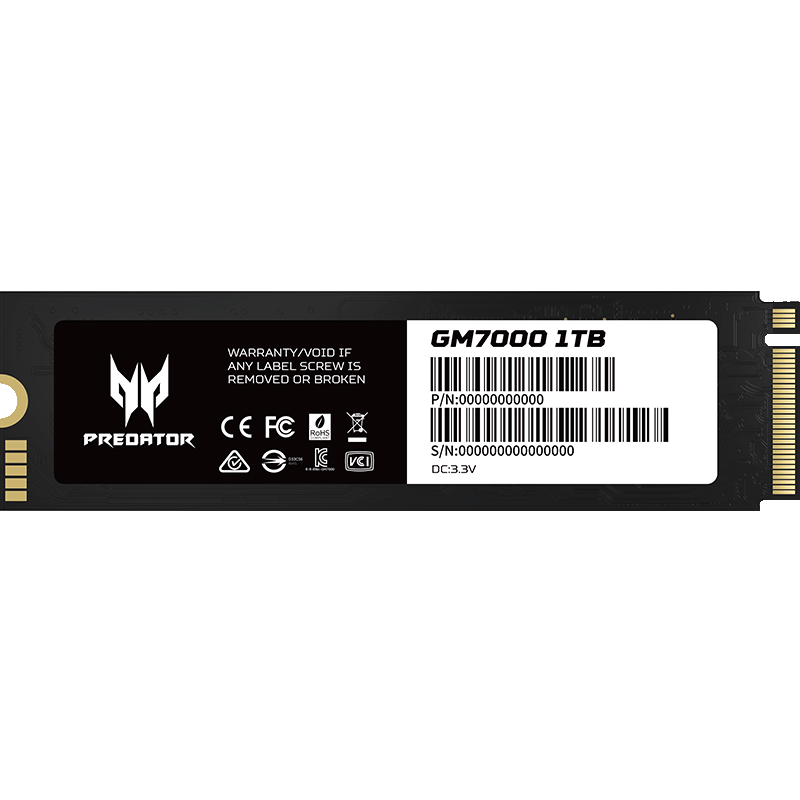 再降价，618预售，plus会员：宏碁掠夺者（PREDATOR）1TB SSD固态硬盘 M.2接口(NVMe协议) GM7000系列｜NVMe PCIe 4.0读速7400MB/s  返后489元(晒单返20元)