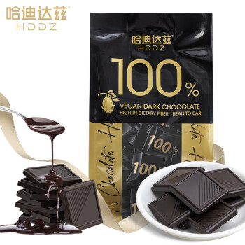 哈迪达兹 100%黑巧克力袋装200g 无蔗糖圣诞休闲零食40片 ≤200g 原味黑巧