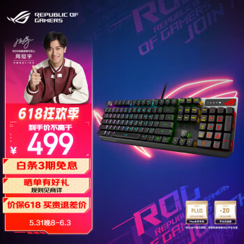 ROG 玩家国度 游侠 RX PBT版 104键 有线机械键盘 黑色 ROG RX蓝轴 RGB