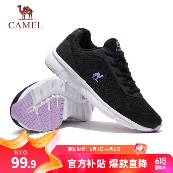 CAMEL 骆驼 轻便透气基础通勤健步女鞋运动鞋子 K23C09L7050 黑色 39