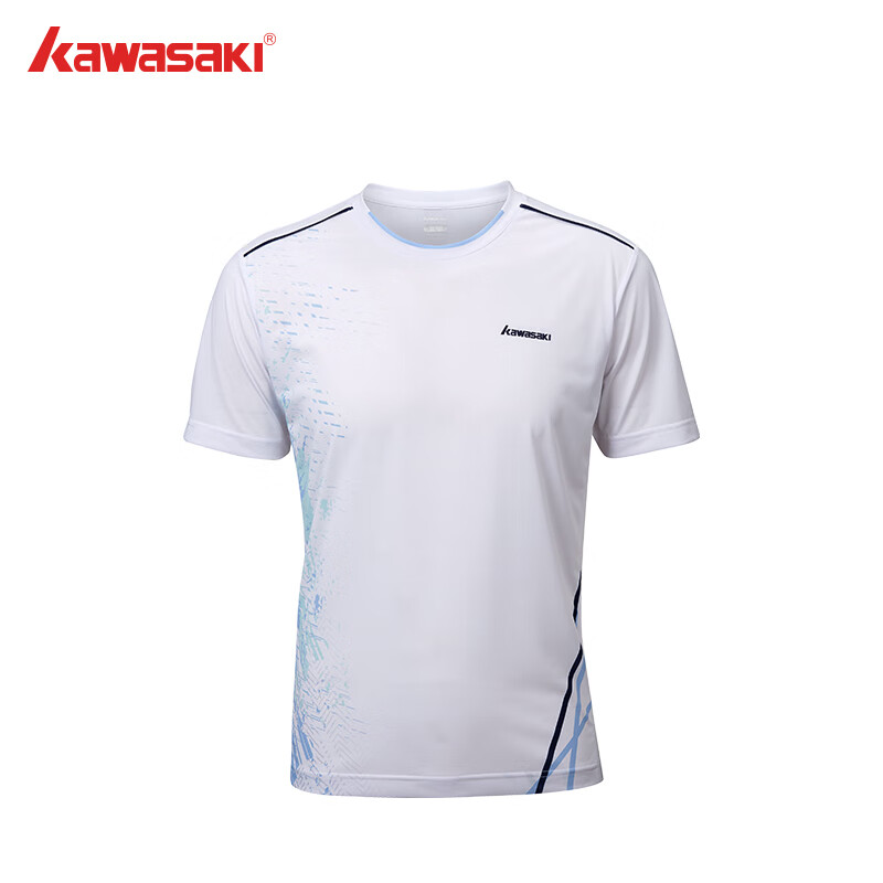 KAWASAKI 川崎 羽毛球服短袖吸湿透气潮流运动比赛速干T恤 B1978 白色男款 XL 券后75元