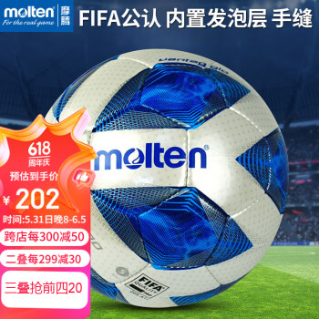 Molten 摩腾 足球5号标准比赛球FIFA公认手缝足球F5A4800