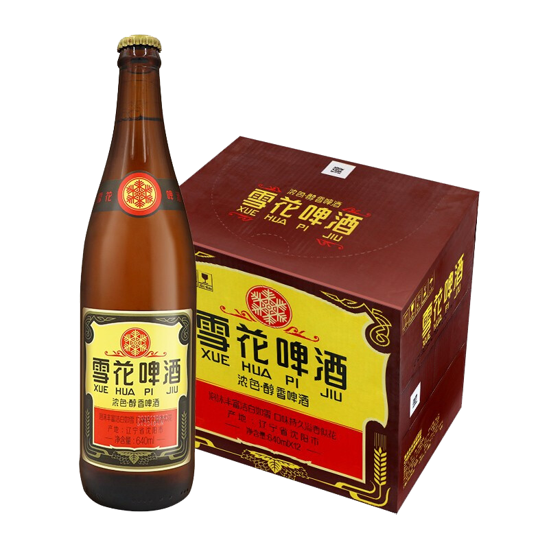 雪花（SNOW）啤酒 经典沈阳老雪 醇香啤酒 棕瓶 640mL 12瓶 *3件 132元（需领券，合66元/件）