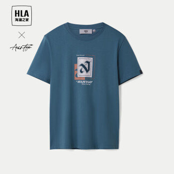 HLA 海澜之家 短袖T恤男24夏季轻商务时尚系列凉感印花短袖男