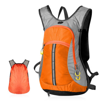 金苛 小型户外双肩包登山包运动背包男女背包旅行包15L防水背包 1008#橙色(带防雨罩) 15升