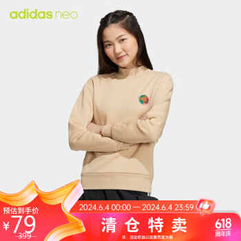 adidas 阿迪达斯 NEO 女子 运动休闲系列 W VBE SWEAT2 运动 套头衫 HN2368 L码