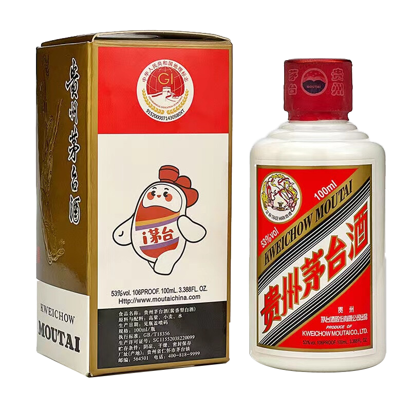 PLUS会员：MOUTAI 茅台 飞天茅台 53﹪vol 酱香型白酒 100ml 单瓶装+凑单 366.91元（需领券）