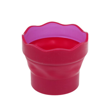 辉柏嘉 折叠水桶水杯写生画画美术伸缩桶水彩水粉多功能涮笔洗笔桶 莓红色