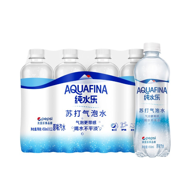 AQUAFINA 纯水乐 百事可乐纯水乐 AQUAFINA 纯水乐苏打气泡水（汽水）450ml *12瓶 21.08元